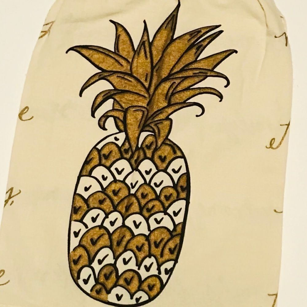 Pineapple Kitchen Towel Linen Cream Gold Black New